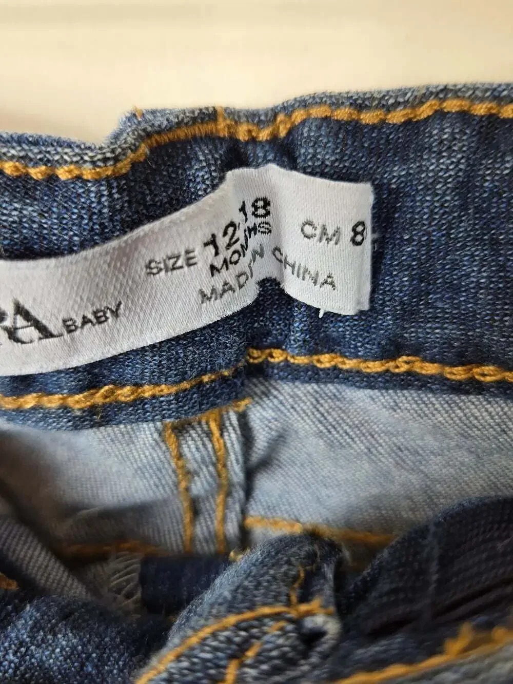 Zara Baby Girls 12-18M Skinny Jeans Blue Denim Stretch Y2K Kids